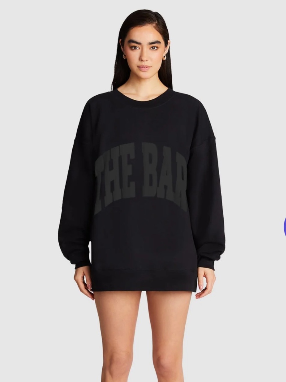 The Bar Black Oversized Logo Crewneck Sweater